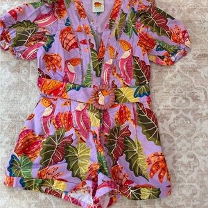 FARM Rio Multicolor Leaf Print Top